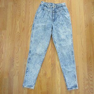 CHIC WOMEN'S SIZE 12 TALL JEANS VINTAGE 90's ACID DENIM HIGH WAIST MOM PLEATED